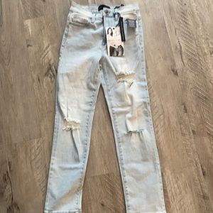 Kendall+Kylie high rise straight light blue jeans, size 0/24